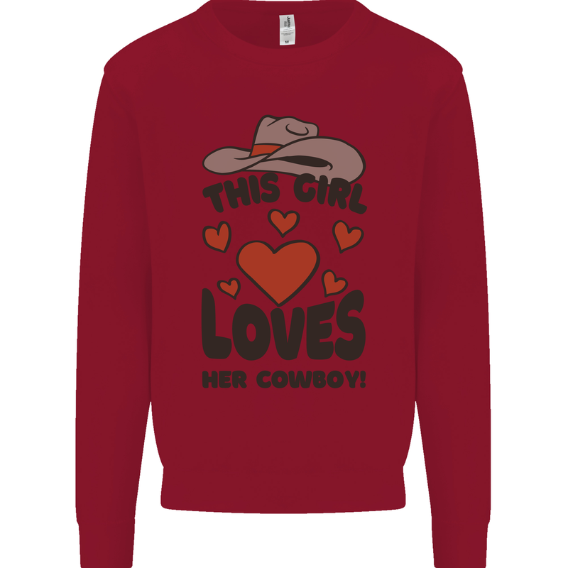 This Girl Loves Her Cowboy Kids Sweatshirt Jumper Red