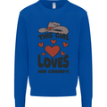 This Girl Loves Her Cowboy Kids Sweatshirt Jumper Royal Blue