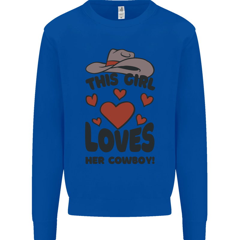 This Girl Loves Her Cowboy Kids Sweatshirt Jumper Royal Blue