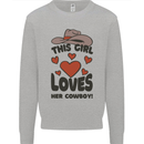 This Girl Loves Her Cowboy Kids Sweatshirt Jumper Sports Grey