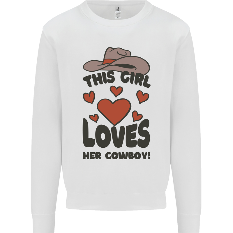 This Girl Loves Her Cowboy Kids Sweatshirt Jumper White