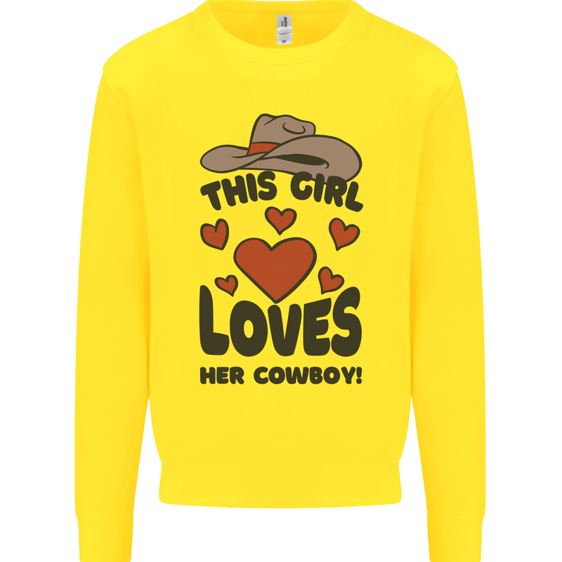 This Girl Loves Her Cowboy Kids Sweatshirt Jumper Yellow