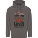 This Girl Loves Her Cowboy Mens 80% Cotton Hoodie Charcoal
