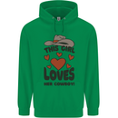 This Girl Loves Her Cowboy Mens 80% Cotton Hoodie Irish Green