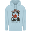 This Girl Loves Her Cowboy Mens 80% Cotton Hoodie Light Blue
