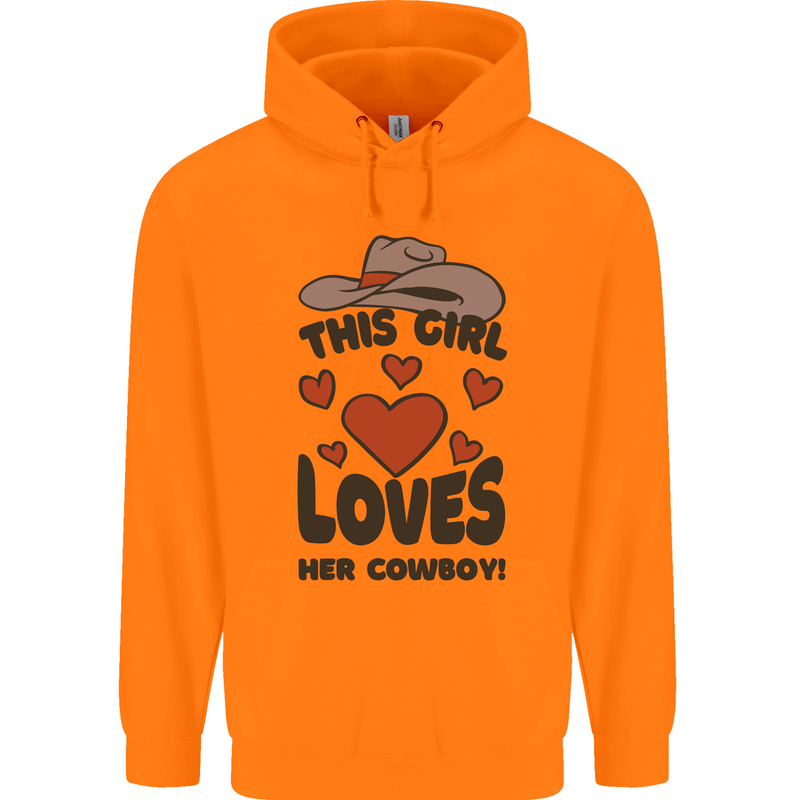 This Girl Loves Her Cowboy Mens 80% Cotton Hoodie Orange