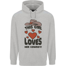 This Girl Loves Her Cowboy Mens 80% Cotton Hoodie Sports Grey