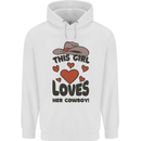 This Girl Loves Her Cowboy Mens 80% Cotton Hoodie White