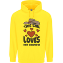 This Girl Loves Her Cowboy Mens 80% Cotton Hoodie Yellow