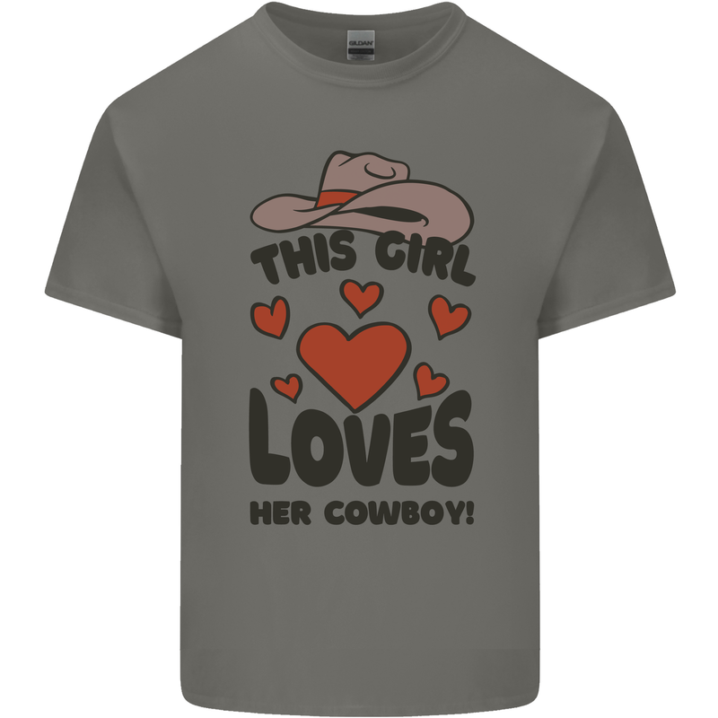 This Girl Loves Her Cowboy Mens Cotton T-Shirt Tee Top Charcoal