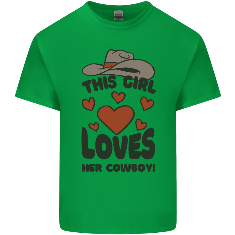 This Girl Loves Her Cowboy Mens Cotton T-Shirt Tee Top Irish Green