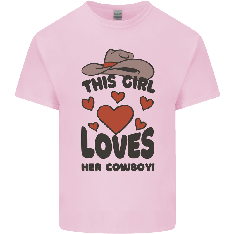 This Girl Loves Her Cowboy Mens Cotton T-Shirt Tee Top Light Pink