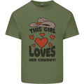 This Girl Loves Her Cowboy Mens Cotton T-Shirt Tee Top Military Green