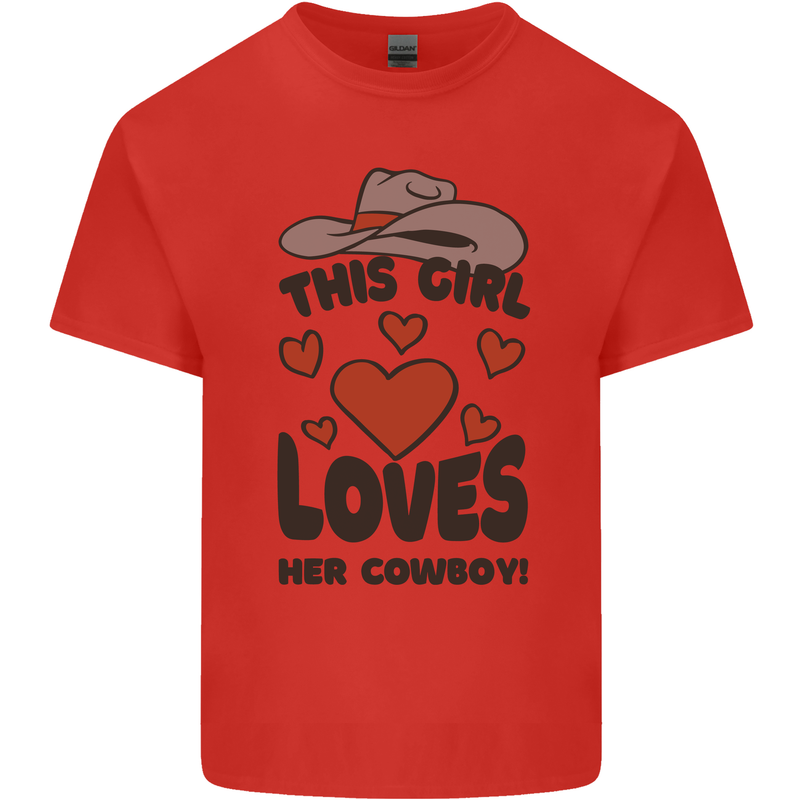 This Girl Loves Her Cowboy Mens Cotton T-Shirt Tee Top Red