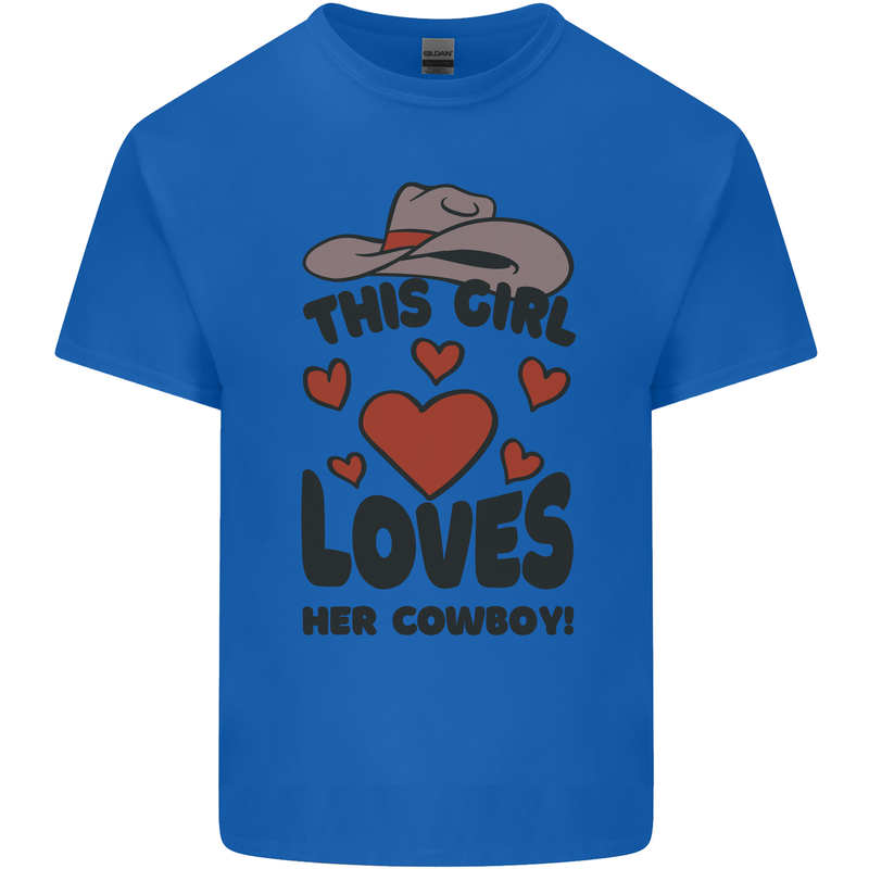 This Girl Loves Her Cowboy Mens Cotton T-Shirt Tee Top Royal Blue