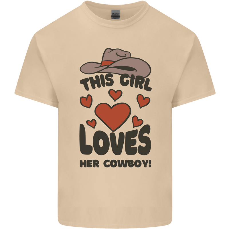 This Girl Loves Her Cowboy Mens Cotton T-Shirt Tee Top Sand