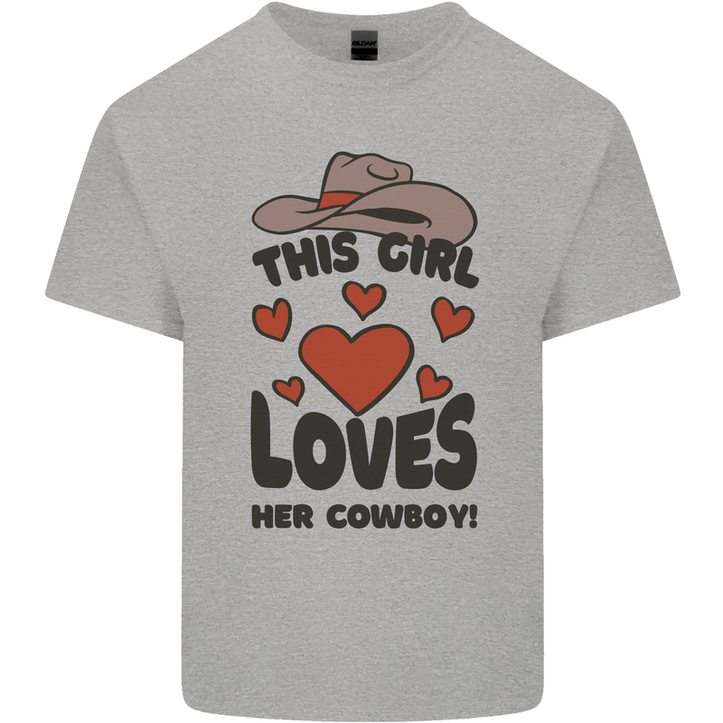 This Girl Loves Her Cowboy Mens Cotton T-Shirt Tee Top Sports Grey