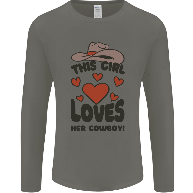 This Girl Loves Her Cowboy Mens Long Sleeve T-Shirt Charcoal