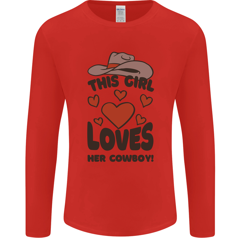 This Girl Loves Her Cowboy Mens Long Sleeve T-Shirt Red
