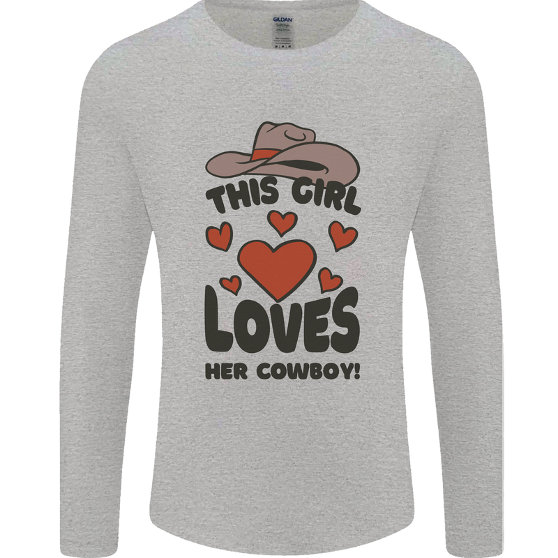This Girl Loves Her Cowboy Mens Long Sleeve T-Shirt Sports Grey