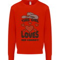 This Girl Loves Her Cowboy Mens Sweatshirt Jumper Bright Red