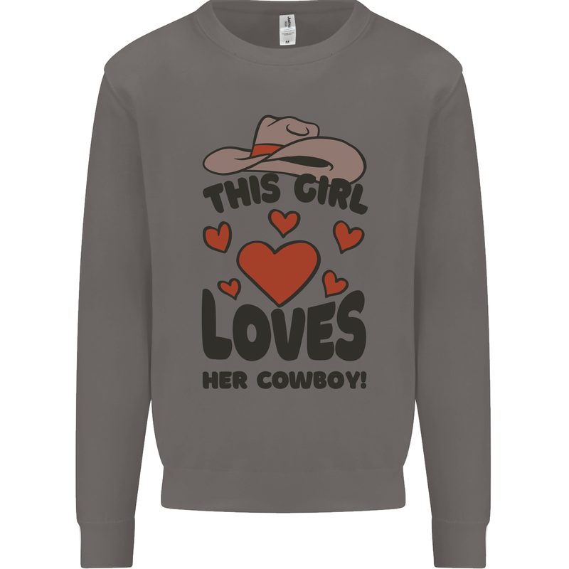 This Girl Loves Her Cowboy Mens Sweatshirt Jumper Charcoal