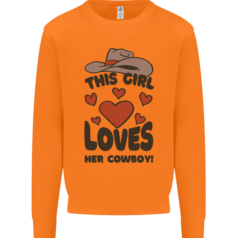 This Girl Loves Her Cowboy Mens Sweatshirt Jumper Orange