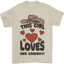 This Girl Loves Her Cowboy Mens T-Shirt 100% Cotton Sand