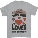 This Girl Loves Her Cowboy Mens T-Shirt 100% Cotton Sports Grey