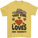This Girl Loves Her Cowboy Mens T-Shirt 100% Cotton Yellow