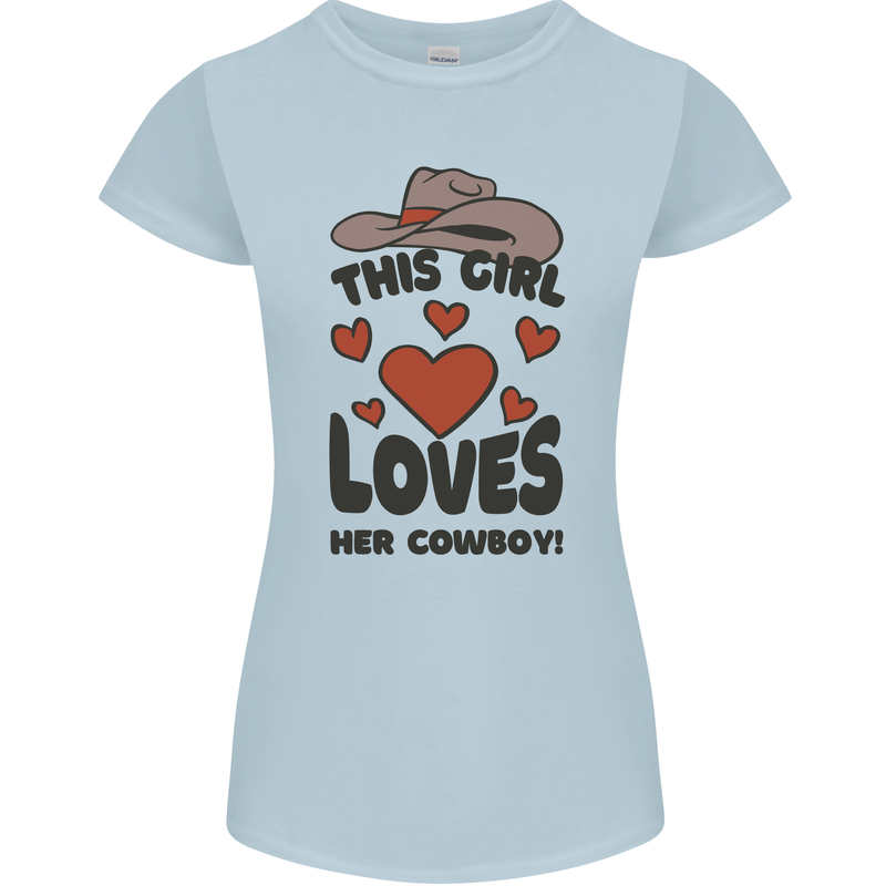 This Girl Loves Her Cowboy Womens Petite Cut T-Shirt Light Blue