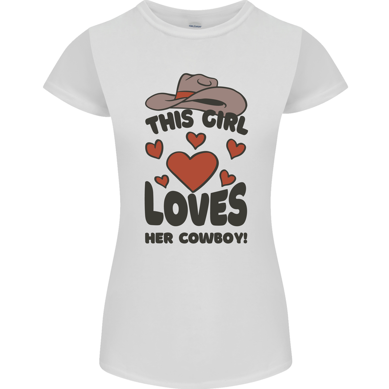 This Girl Loves Her Cowboy Womens Petite Cut T-Shirt White