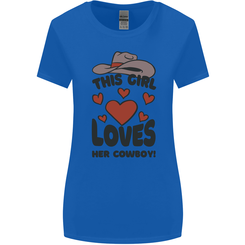 This Girl Loves Her Cowboy Womens Wider Cut T-Shirt Royal Blue