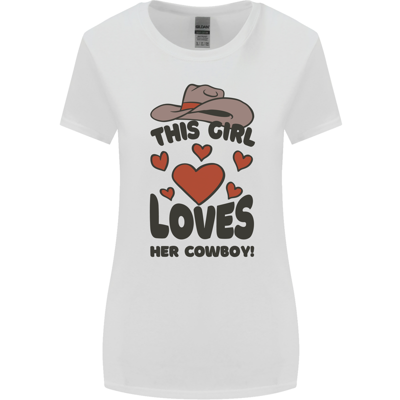 This Girl Loves Her Cowboy Womens Wider Cut T-Shirt White