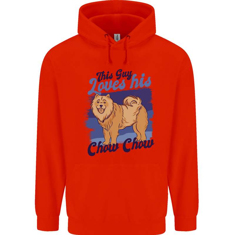 This Guy Loves His Chow Chow Dog Childrens Kids Hoodie Bright Red