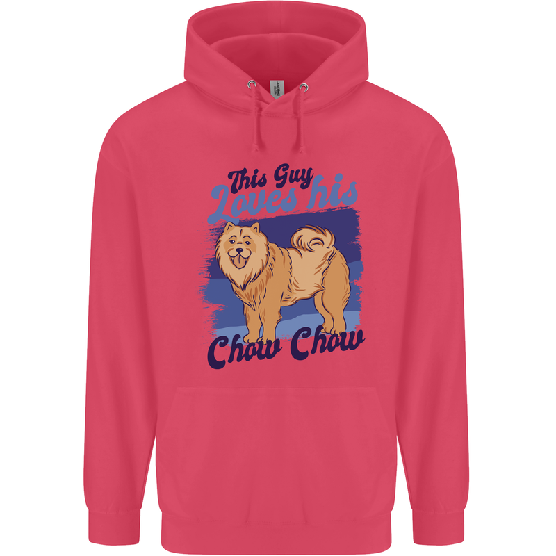 This Guy Loves His Chow Chow Dog Childrens Kids Hoodie Heliconia