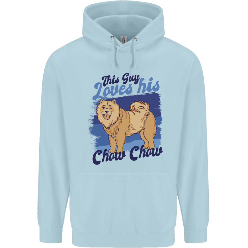 This Guy Loves His Chow Chow Dog Childrens Kids Hoodie Light Blue