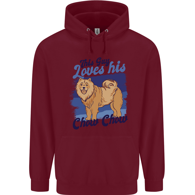 This Guy Loves His Chow Chow Dog Childrens Kids Hoodie Maroon