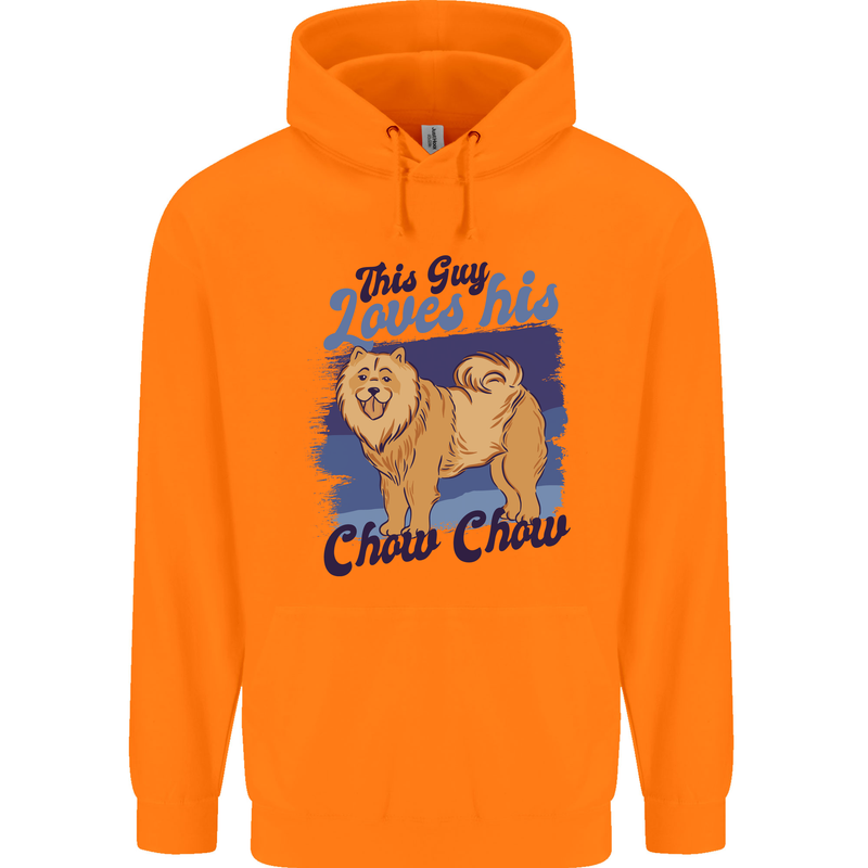 This Guy Loves His Chow Chow Dog Childrens Kids Hoodie Orange