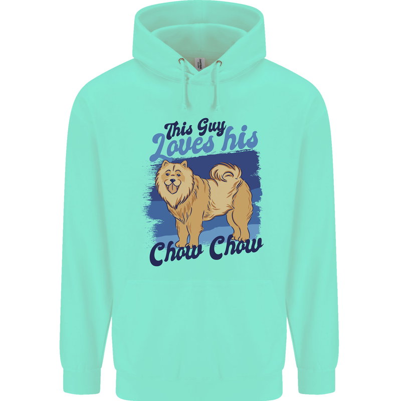 This Guy Loves His Chow Chow Dog Childrens Kids Hoodie Peppermint