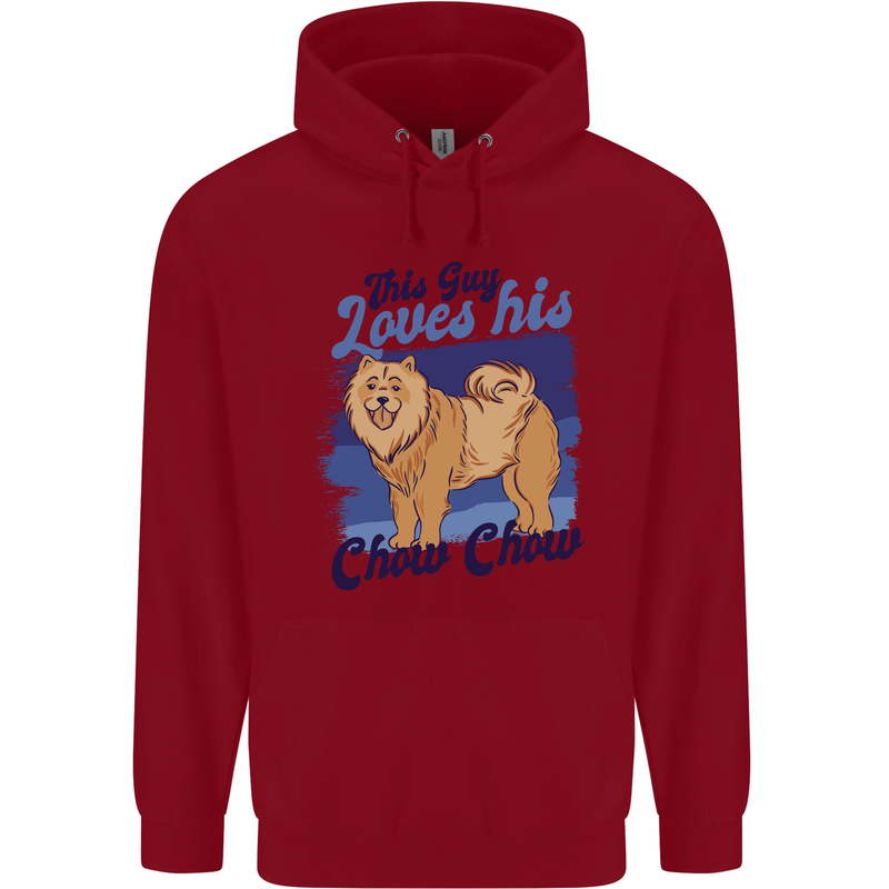 This Guy Loves His Chow Chow Dog Childrens Kids Hoodie Red