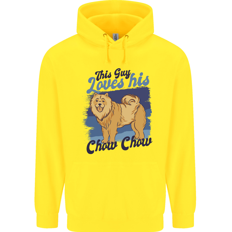 This Guy Loves His Chow Chow Dog Childrens Kids Hoodie Yellow