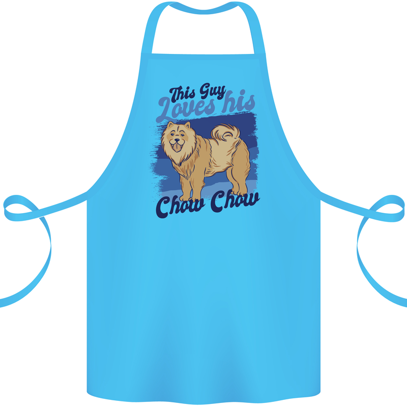 This Guy Loves His Chow Chow Dog Cotton Apron 100% Organic Turquoise