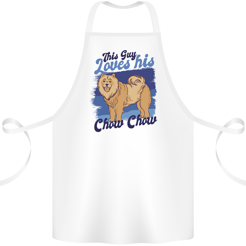 This Guy Loves His Chow Chow Dog Cotton Apron 100% Organic White