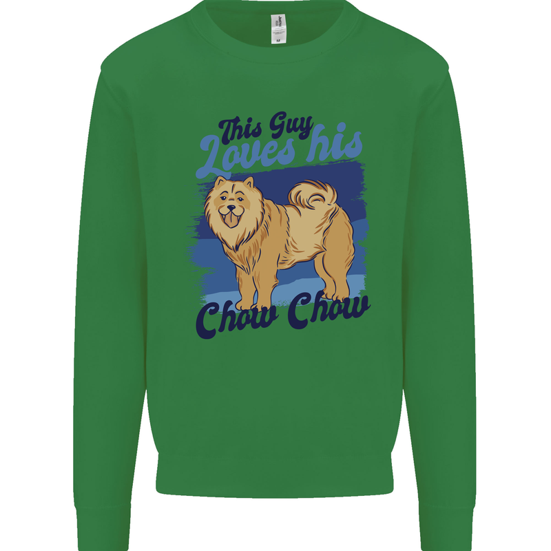 This Guy Loves His Chow Chow Dog Kids Sweatshirt Jumper Irish Green