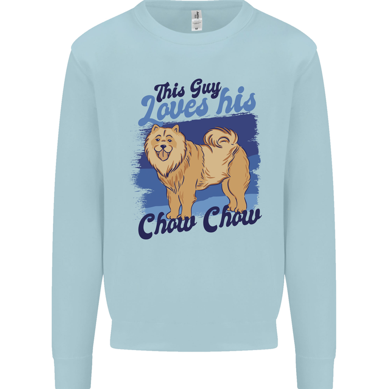 This Guy Loves His Chow Chow Dog Kids Sweatshirt Jumper Light Blue