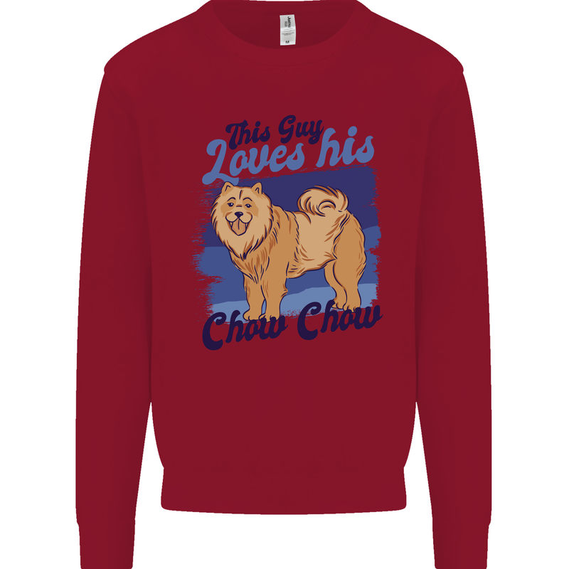 This Guy Loves His Chow Chow Dog Kids Sweatshirt Jumper Red