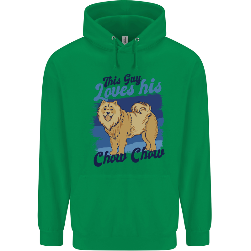 This Guy Loves His Chow Chow Dog Mens 80% Cotton Hoodie Irish Green