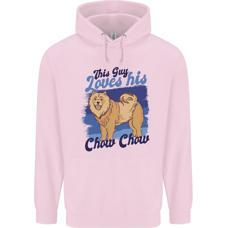 This Guy Loves His Chow Chow Dog Mens 80% Cotton Hoodie Light Pink