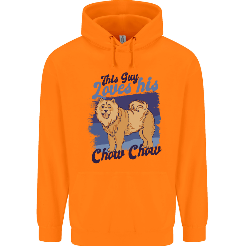 This Guy Loves His Chow Chow Dog Mens 80% Cotton Hoodie Orange